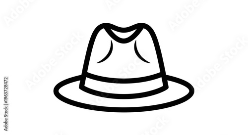Classic fedora hat icon with clean lines and bold outline representing style mystery and vintage fashion isolated