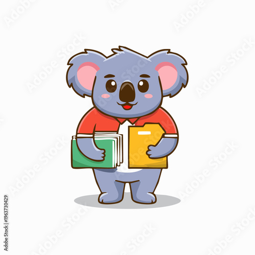 Koala mit Dokumenten