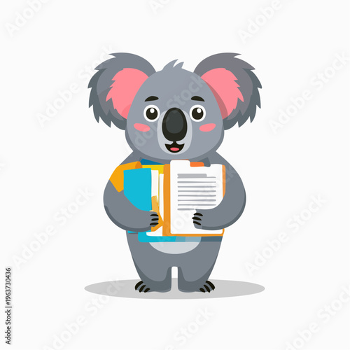 Koala mit Dokumenten