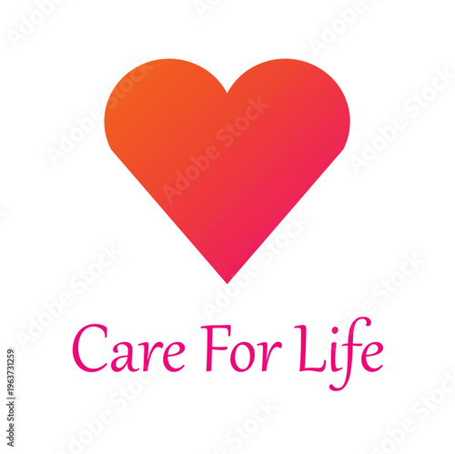 Care For Life logo with red heart shape, medical healthcare branding vector, charity and wellness symbol with orange gradient heart icon