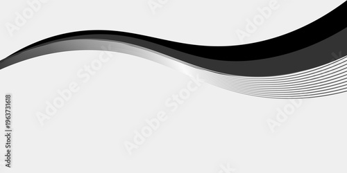 Elegant Abstract Black and Silver Wave with Flowing Lines, Premium Corporate Background. vector illustration