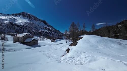Snow Covered Mountains in Alps Italians & Swiss