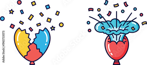 Balloon Pop Confetti Explosion – Surprise Celebration Illustration
