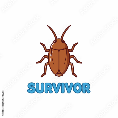 Brown Cockroach Survivor Insect Illustration.