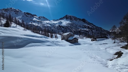 Snow Covered Mountains in Alps Italians & Swiss