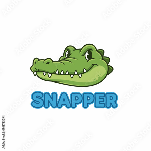 Cartoon crocodile head with sharp teeth.