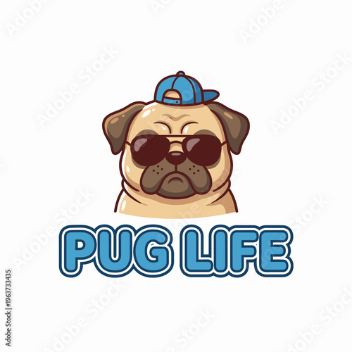 Cartoon Pug Dog Wearing Sunglasses 1.