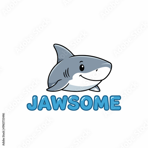 Cartoon shark character smiling face.