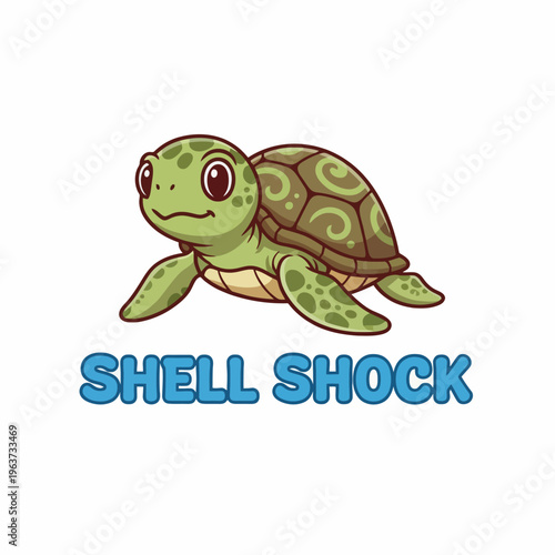 Cartoon turtle with brown shell.