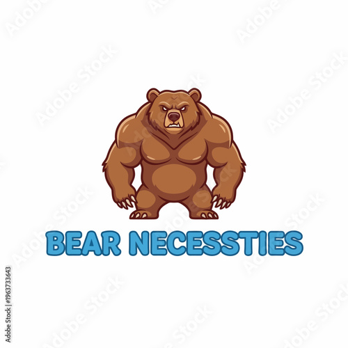 Muscular brown bear standing strong.