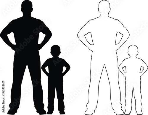 Silhouette Family Figures Standing With Arms Crossed Comparison Chart