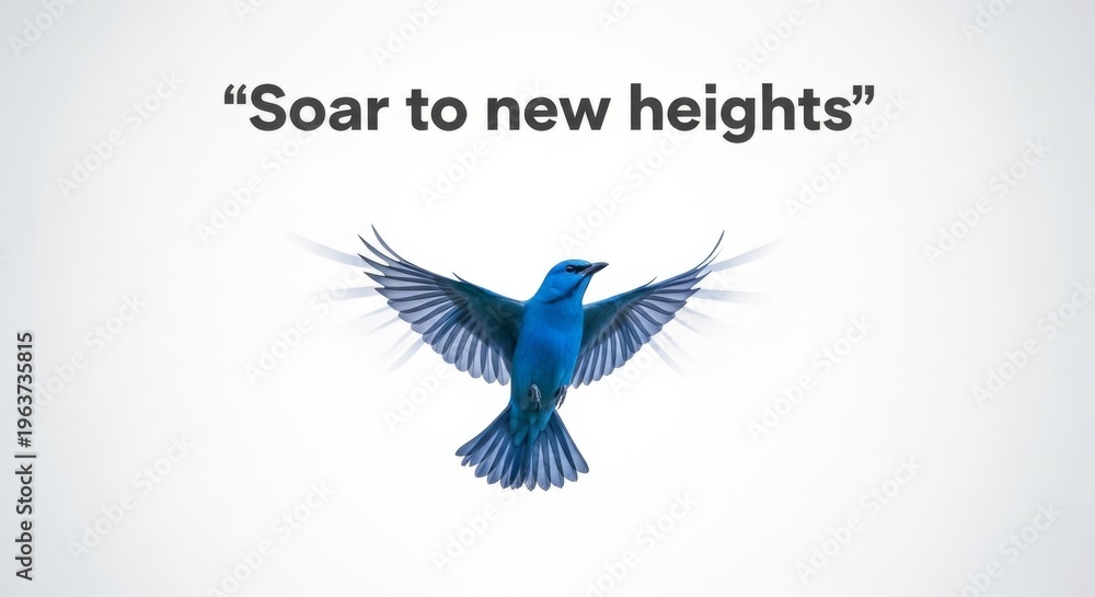 Fototapeta premium Vibrant Blue Bird Soaring with Wings Extended