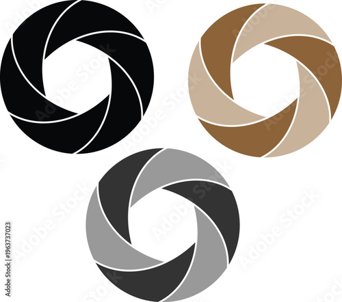 Minimalist Camera Shutter Aperture Icon Set
