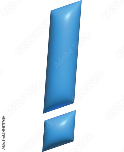 3D Glossy Blue Exclamation Mark Icon
