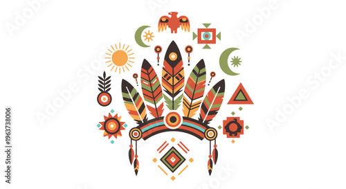 Vibrant Native American Headdress Design.