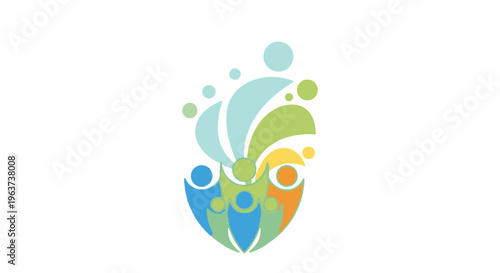 A colorful abstract logo design element.