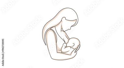 Mother holding newborn baby close.