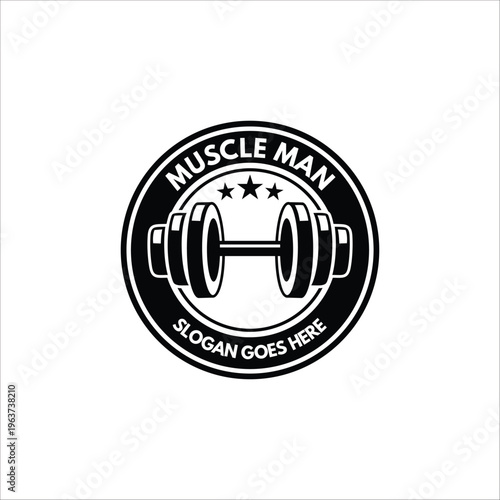 Gym bar deadlift logo badge design