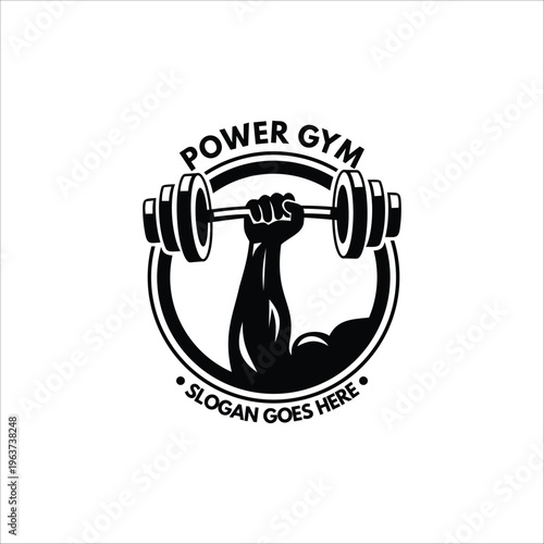 Gym, deadlift and fitness logo badge
