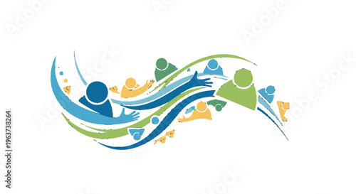 A colorful abstract illustration of people.