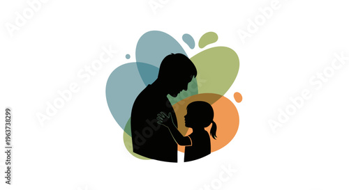 Silhouette of a man and child.