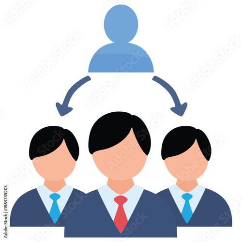 Business team and leadership icon, human resources and group management concept.
