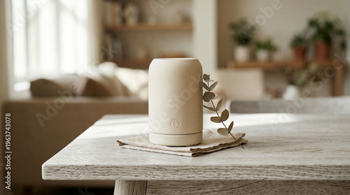 Modern home decor with white vase.