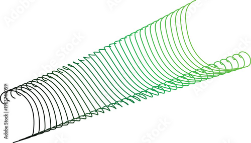 Green Spiral Tube on White Background abstract cylinder