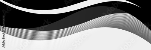 Dynamic Black and White Abstract Wave Background with Elegant Flowing Stripes. vector illustration