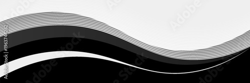 Dynamic Black and White Abstract Wave Background with Elegant Flowing Stripes. vector illustration