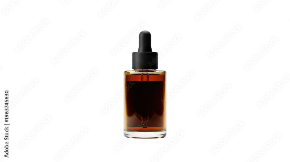 Naklejka premium Amber serum dropper bottle isolated on white