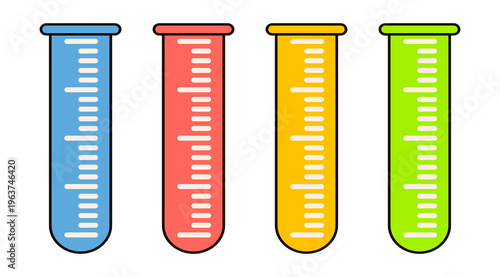 Illustration of a laboratory measuring cylinder, designed in a flat style. Simple design of a laboratory measuring cylinder. Science icon.