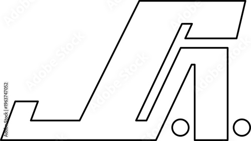Technical architectural drawing showing abstract angular geometric shapes and circles resembling a modern furniture layout or floor plan element in 2D CAD style.