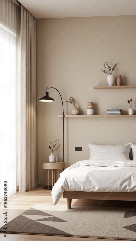 Fototapeta premium Textured Neutrals Bedroom Scene