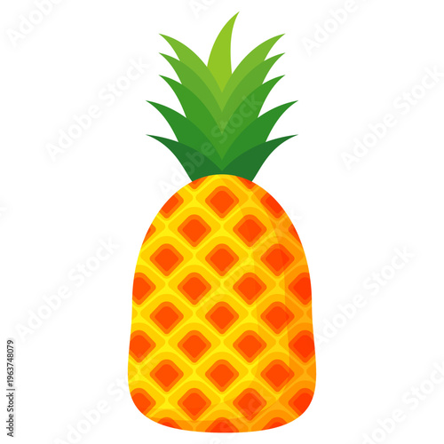Fresh pineapple fruit illustration, summer pineapple fruit theme. Summer design for holiday promotion and printed on clothing.	

