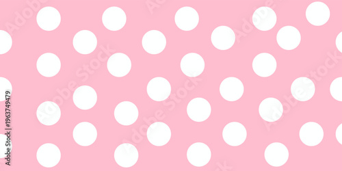 Pink White Polka Dot Pattern Background with Cute Retro Minimal Style
