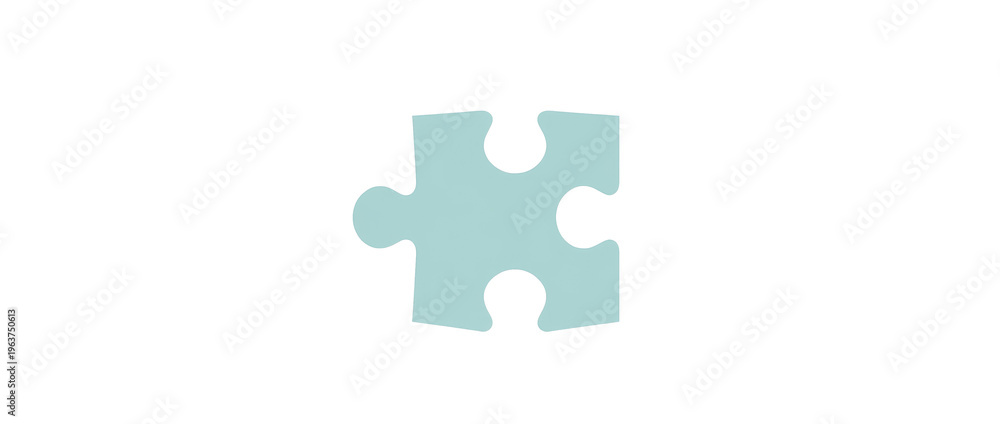 Fototapeta premium Single Light Blue Puzzle Piece Isolated White Background