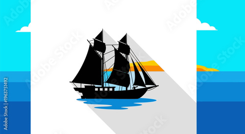 Sailing Ship Sails Ocean Voyage.
