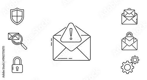 Email security warning sign icon.