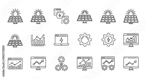 Business finance icons and graphs.