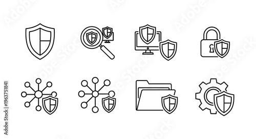 Security icons with shields and locks.