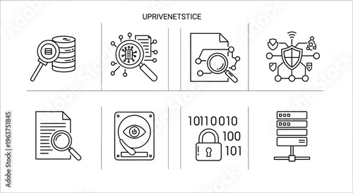 Digital security icons and symbols.
