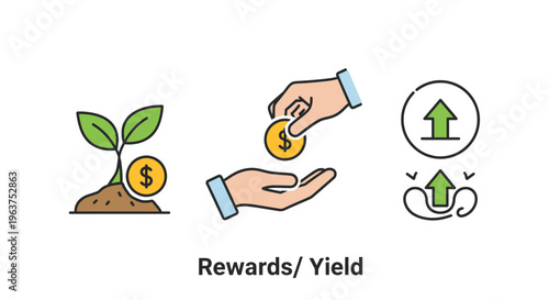 Hand holding a coin with growth.