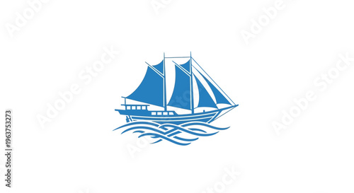 Sailing Ship Sailing on Water Surface.