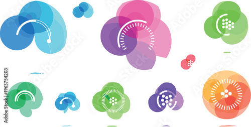 Abstract colorful fluid shapes set with transparent gradients and modern organic elements for creative design backgrounds vector illustration