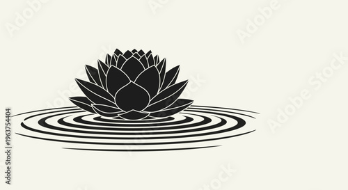 Black Lotus Flower in Water Surface.