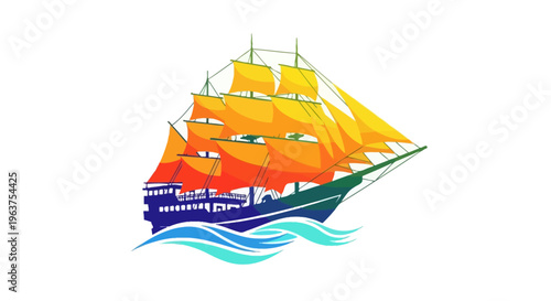 Large Ship Sailing on Ocean Waves.