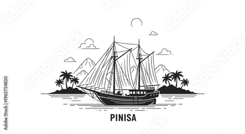 Traditional Pinisa Sailing Vessel Boat.
