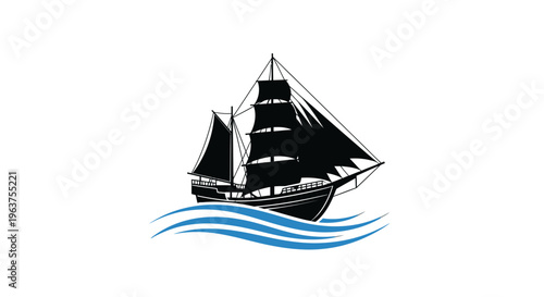 Sailing Ship on the Water Surface.