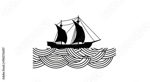 Sailing boat on the water surface.